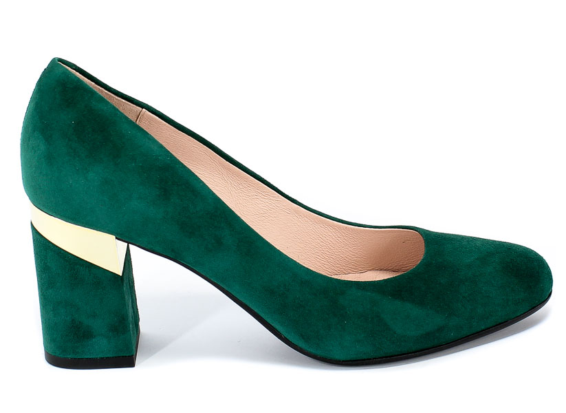Czółenka Bravo Moda 1783 Green Zamsz+Złoto Skóra