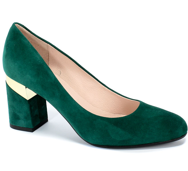 Czółenka Bravo Moda 1783 Green Zamsz+Złoto Skóra