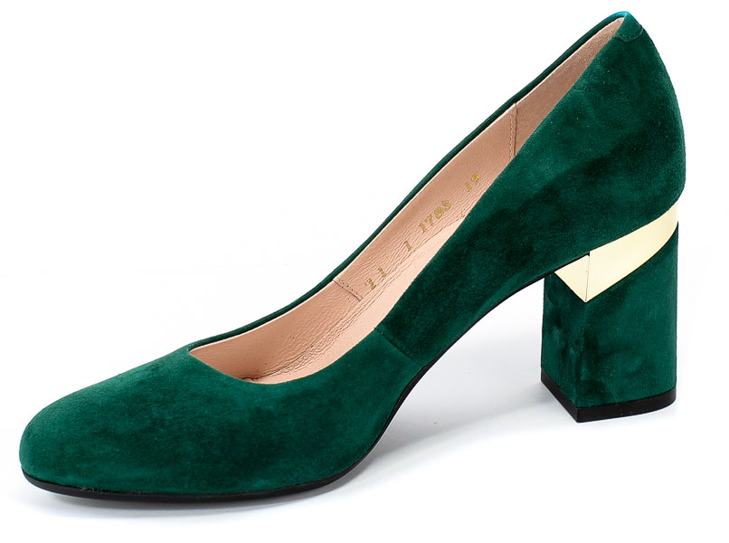 Czółenka Bravo Moda 1783 Green Zamsz+Złoto Skóra
