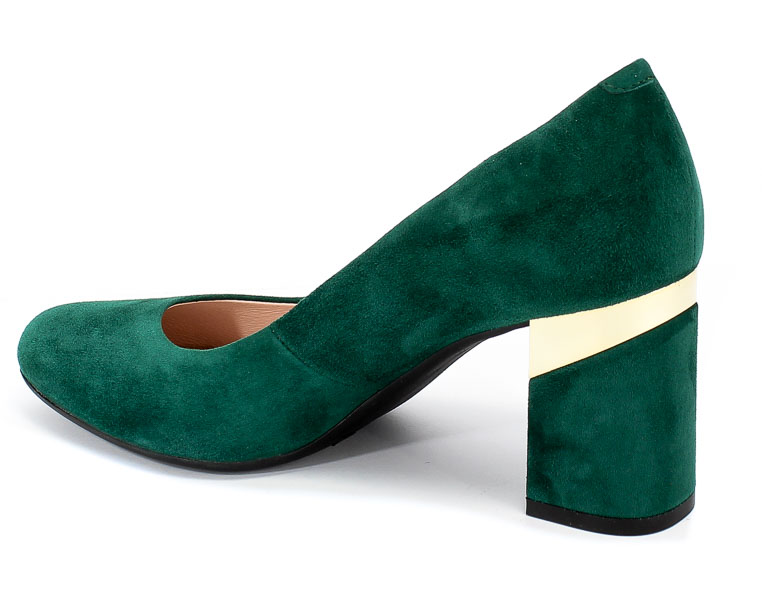Czółenka Bravo Moda 1783 Green Zamsz+Złoto Skóra