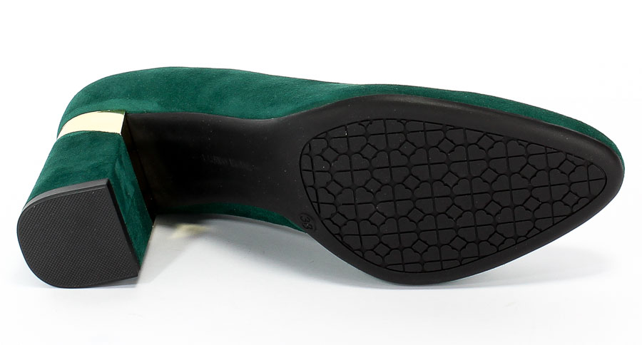 Czółenka Bravo Moda 1783 Green Zamsz+Złoto Skóra