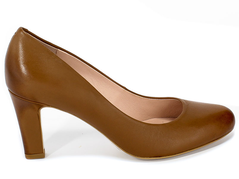 Czółenka Bravo Moda 1778 Camel Brązowy Skóra 