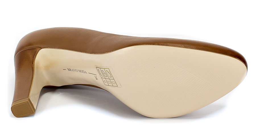 Czółenka Bravo Moda 1778 Camel Brązowy Skóra 