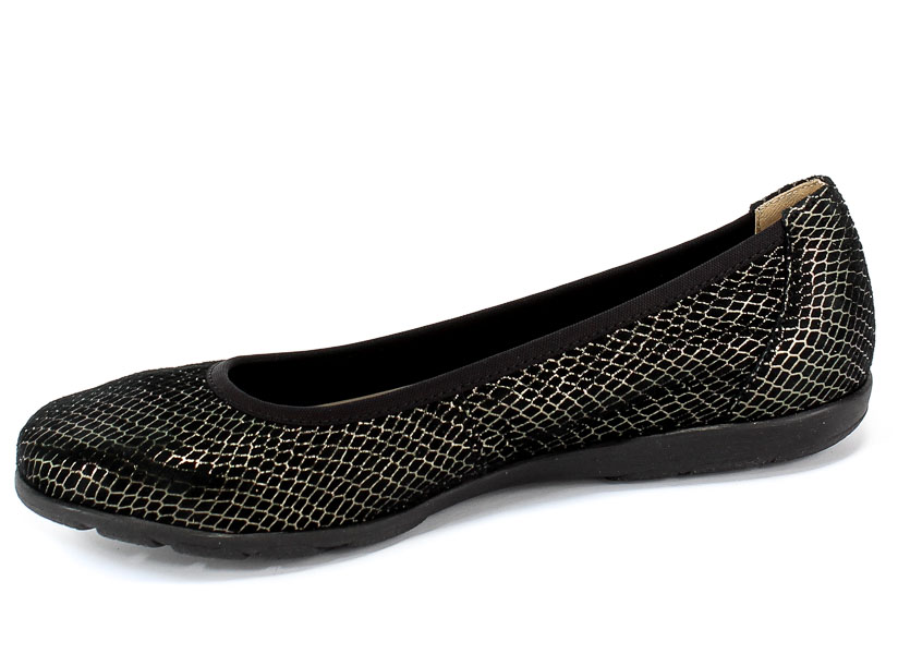 Baleriny Caprice 9-22150-24 041 Black Snake Czarny Skóra