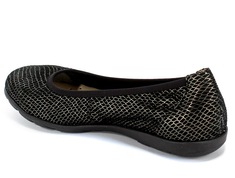 Baleriny Caprice 9-22150-24 041 Black Snake Czarny Skóra