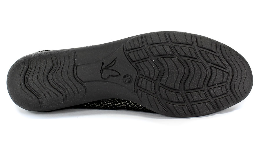 Baleriny Caprice 9-22150-24 041 Black Snake Czarny Skóra