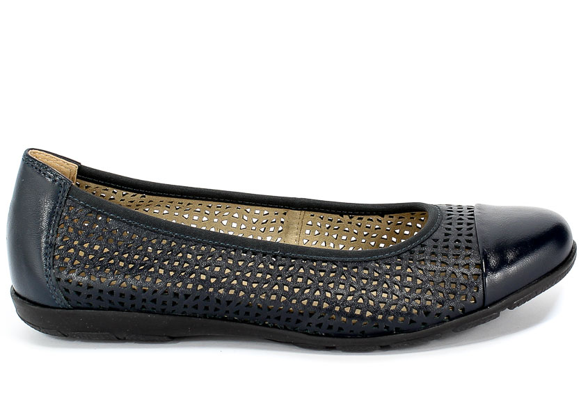 Baleriny Letnie Caprice 9-22151-24 876 Navy Nappa Granatowy Skóra