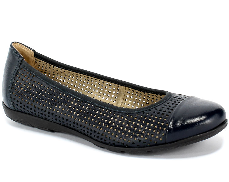 Baleriny Letnie Caprice 9-22151-24 876 Navy Nappa Granatowy Skóra