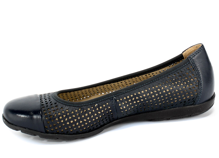 Baleriny Letnie Caprice 9-22151-24 876 Navy Nappa Granatowy Skóra