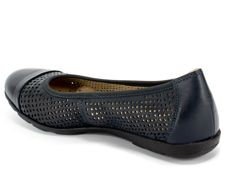 Baleriny Letnie Caprice 9-22151-24 876 Navy Nappa Granatowy Skóra