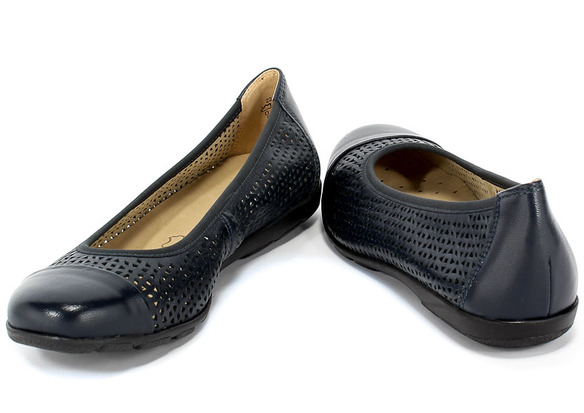 Baleriny Letnie Caprice 9-22151-24 876 Navy Nappa Granatowy Skóra