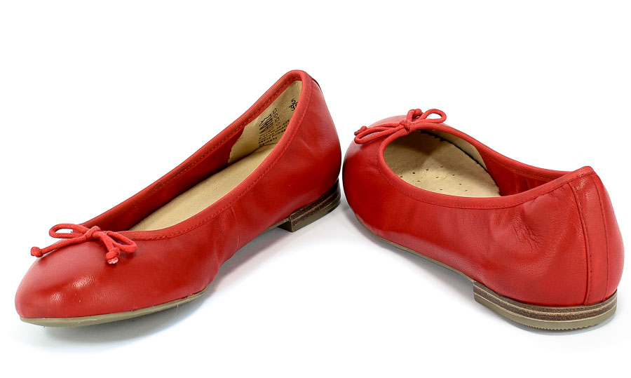 Baleriny Caprice 9-22100-24 525 Red SoftNappa Czerwony Skóra