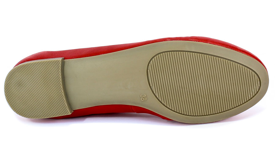 Baleriny Caprice 9-22100-24 525 Red SoftNappa Czerwony Skóra