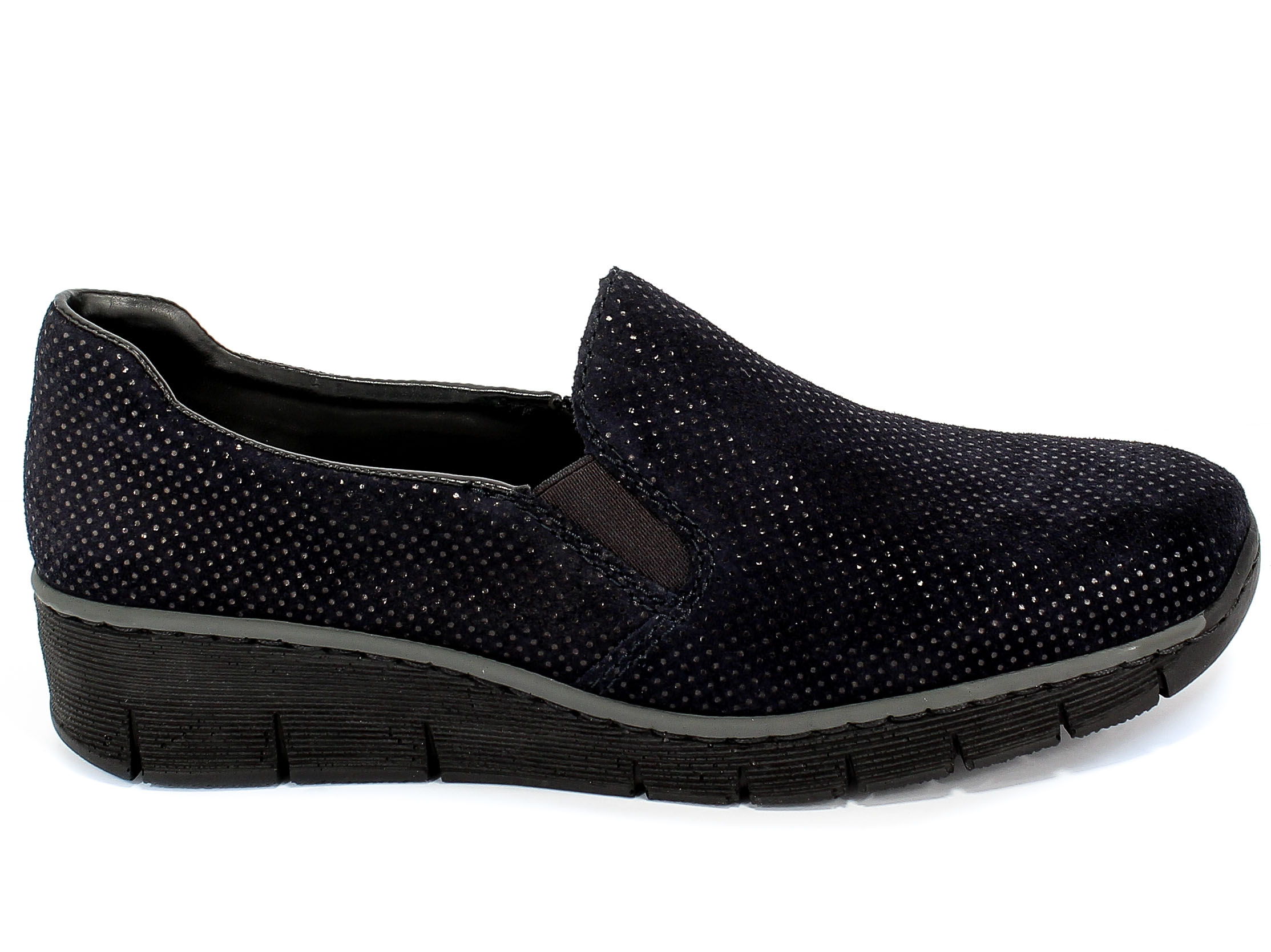 Półbuty Rieker 53766-18 Blue Granatowy Skóra