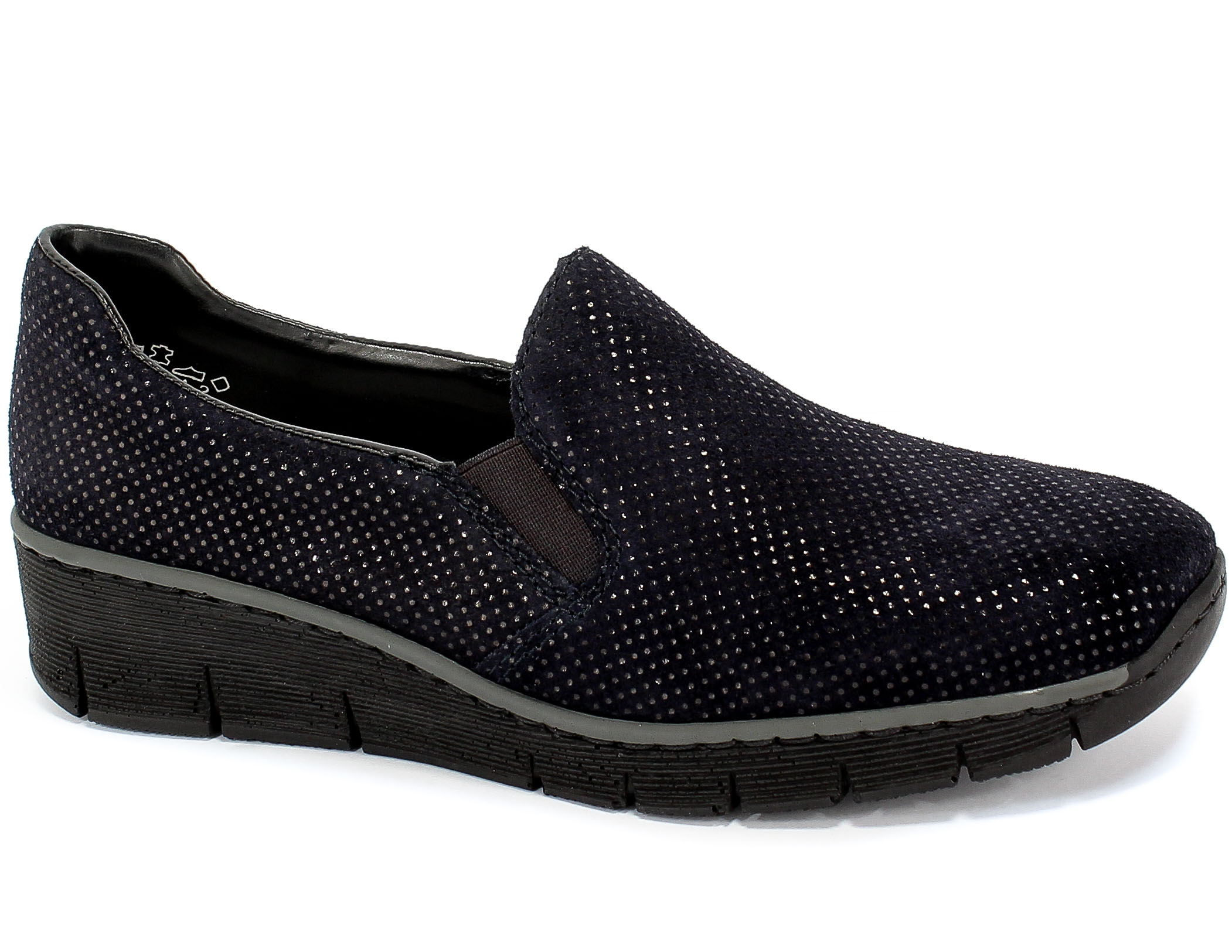 Półbuty Rieker 53766-18 Blue Granatowy Skóra