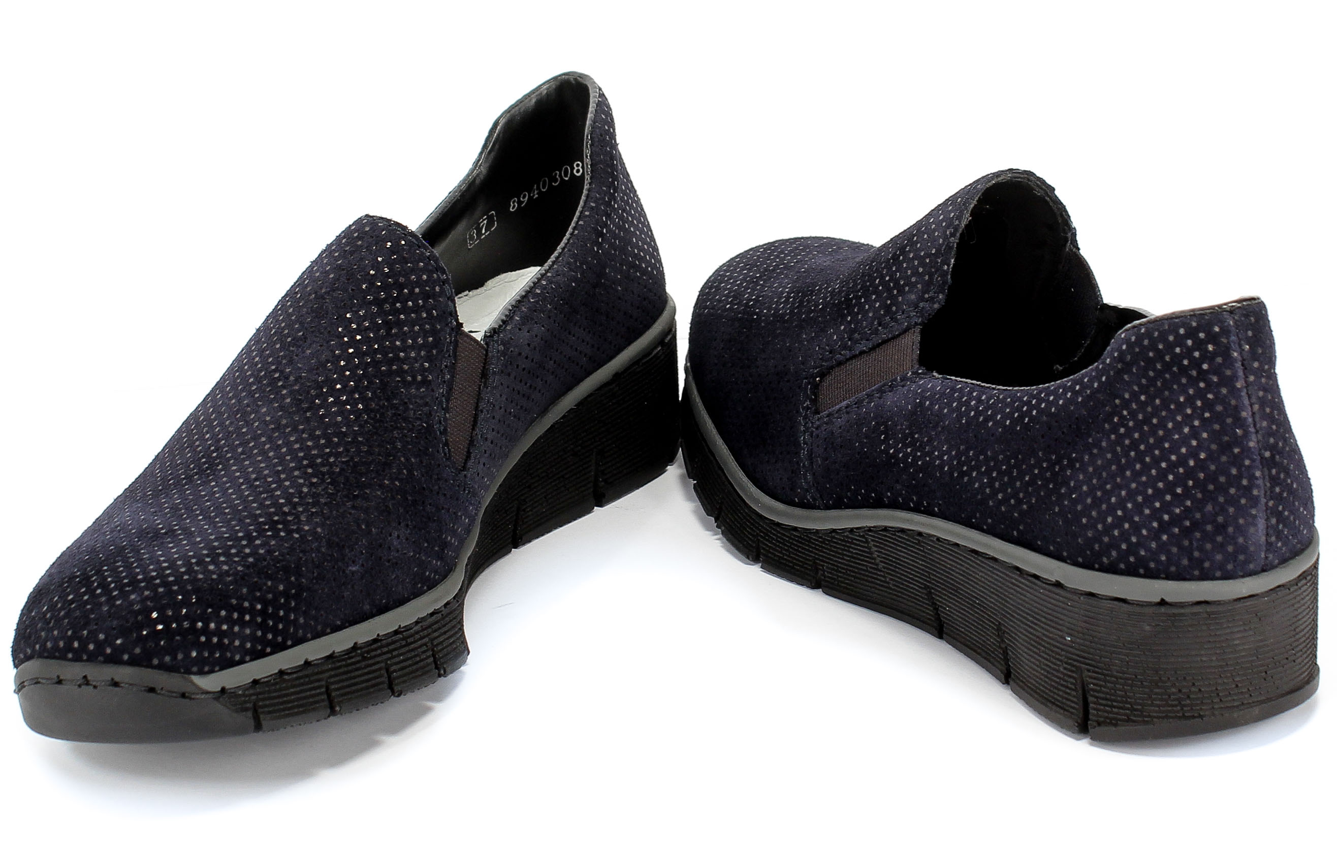 Półbuty Rieker 53766-18 Blue Granatowy Skóra
