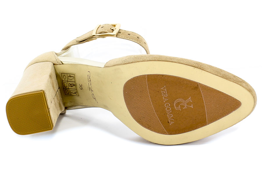 Sandały Prestige 2059 Obl Natural Zamsz Beż Skóra
