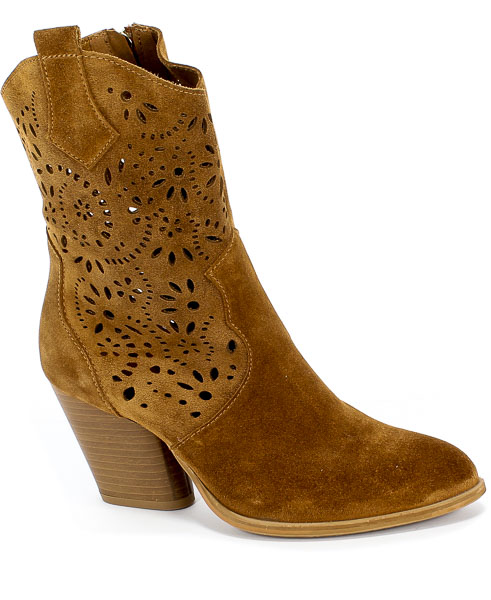 Botki Nessi 20740 Camel Brązowy Skóra