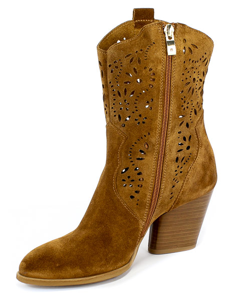 Botki Nessi 20740 Camel Brązowy Skóra