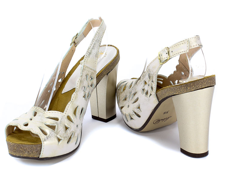 Sandały Euro Moda Lib 9275 100 Złoto Skóra