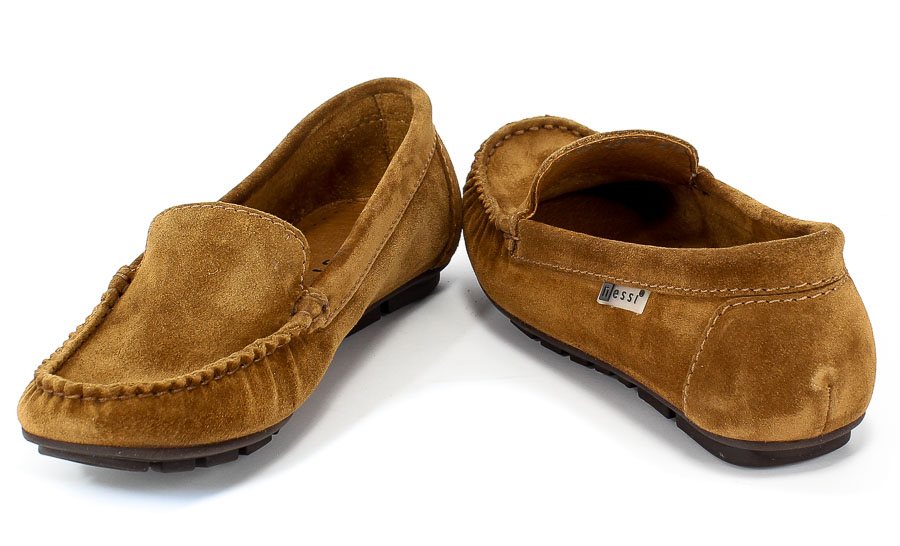 Mokasyny Nessi 17130 Camel W Brąz Skóra