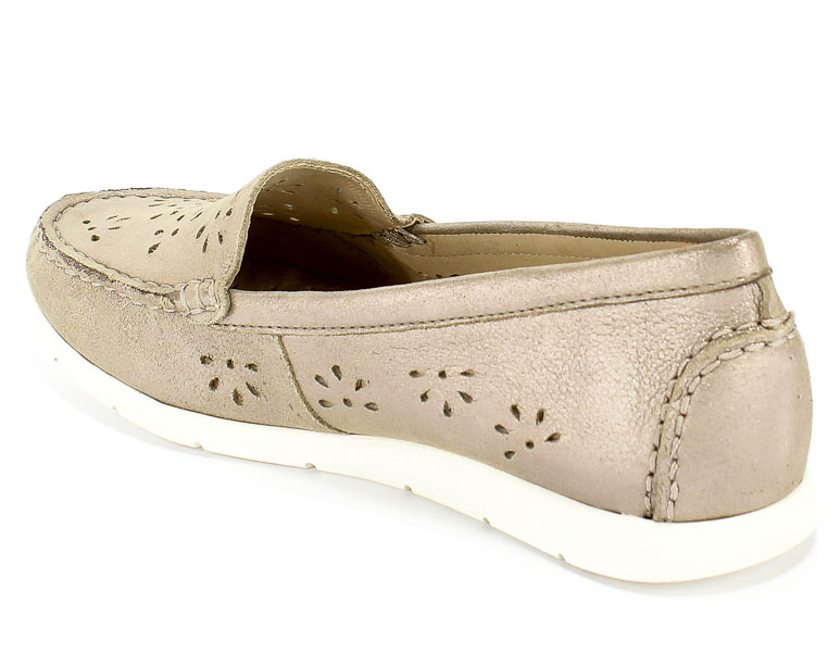 Mokasyny Letnie Caprice 9-24551-24 341 Taupe Metallic Złoty Skóra
