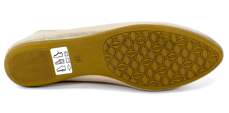 Baleriny Lan-Kars H76-341 Złoty Skóra