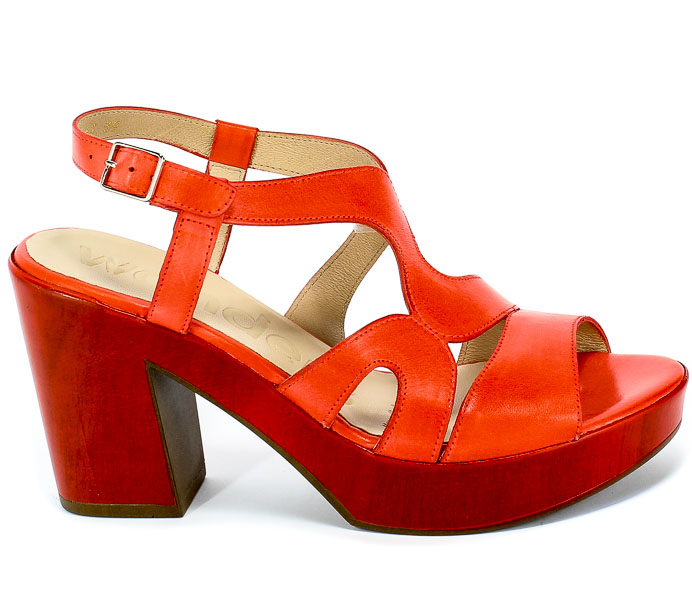 Sandały Wonders L-9162 Pergamena Rojo Czerwony Skóra