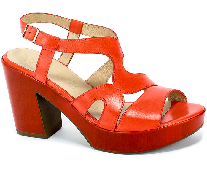 Sandały Wonders L-9162 Pergamena Rojo Czerwony Skóra