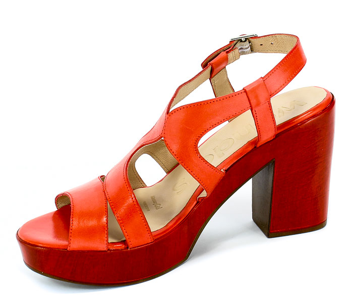 Sandały Wonders L-9162 Pergamena Rojo Czerwony Skóra