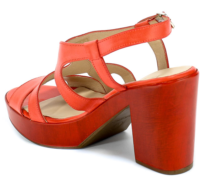 Sandały Wonders L-9162 Pergamena Rojo Czerwony Skóra