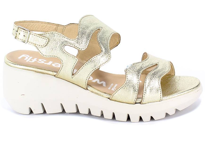 Sandały Wonders D-9004 Wash V Platino Złoty Skóra