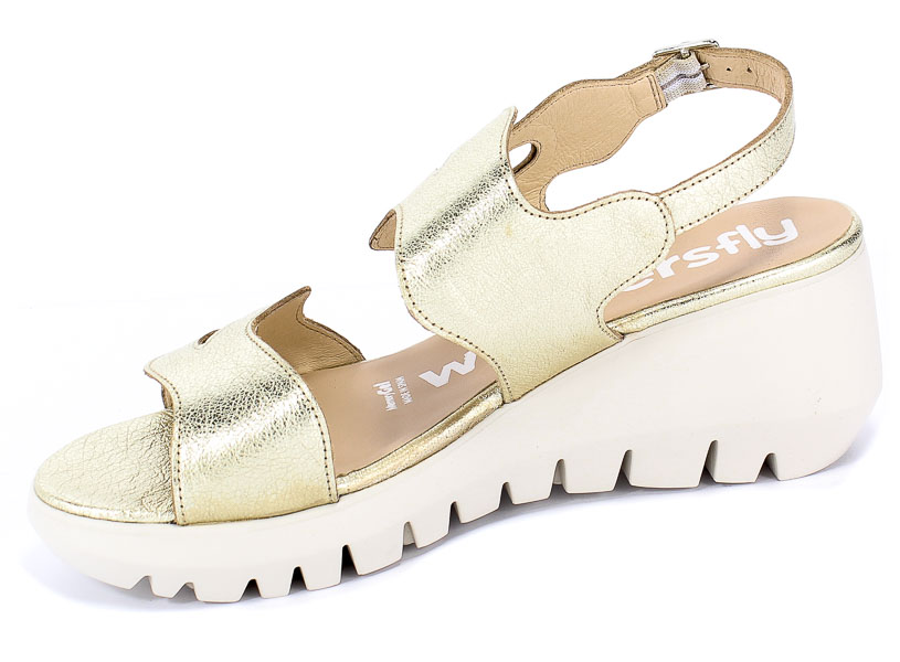 Sandały Wonders D-9004 Wash V Platino Złoty Skóra