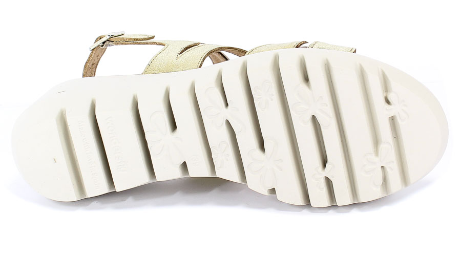 Sandały Wonders D-9004 Wash V Platino Złoty Skóra