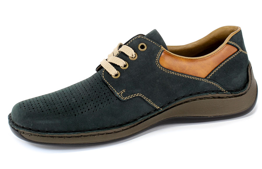 Półbuty Letnie Rieker 05207-14 Blue Niebieski Skóra