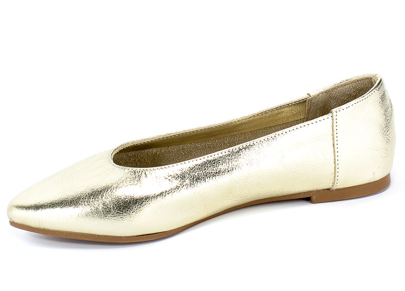 Baleriny Verano 388-4010 Gold Cristal Złoty Skóra
