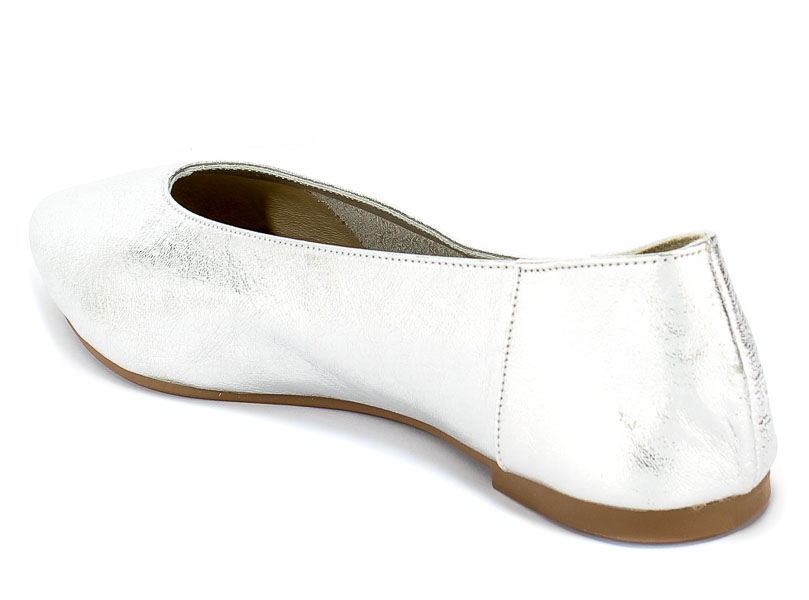 Baleriny Verano 388-4010 Silver Cristal Srebrny Skóra