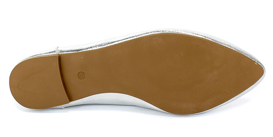 Baleriny Verano 388-4010 Silver Cristal Srebrny Skóra