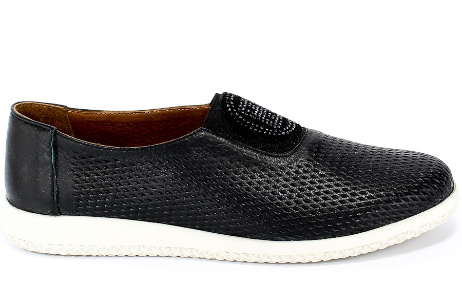 Półbuty Letnie Venezia 823 Black Czarny Skóra