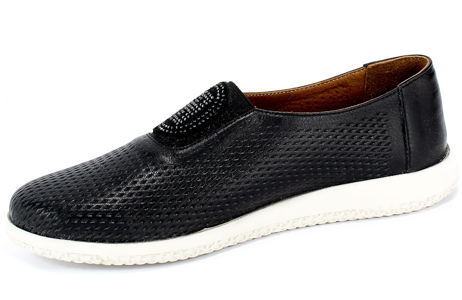 Półbuty Letnie Venezia 823 Black Czarny Skóra