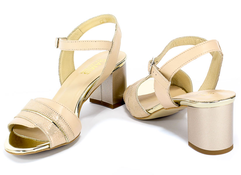 Sandały Gamis 3940 D80+D37 Beżowy Skóra