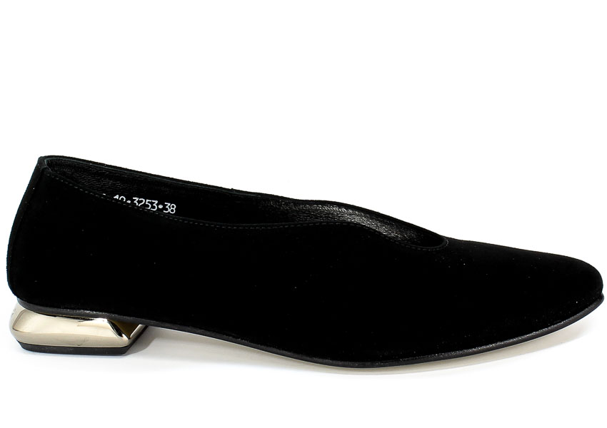 Baleriny Euro Moda 20 3253/003-P Czarny Skóra