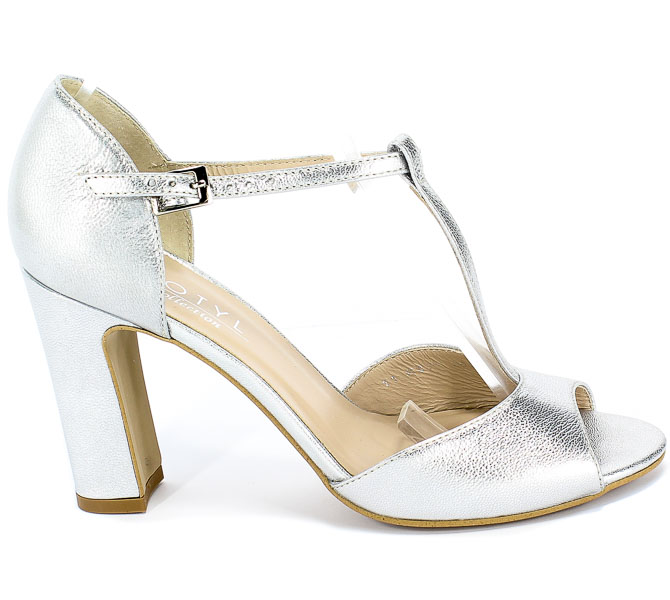 Sandały Kotyl 5935 Srebrny G Beżowe Skóra