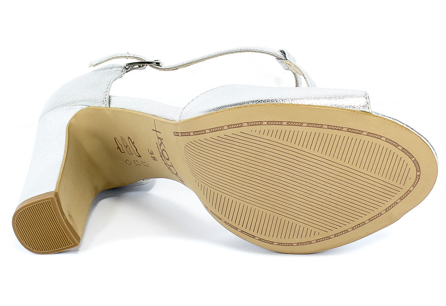 Sandały Kotyl 5935 Srebrny G Beżowe Skóra