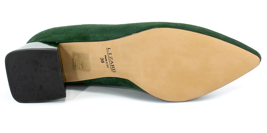 Czółenka Lizard 05243-0199-06-4 Zielony Zamsz Ben Skóra