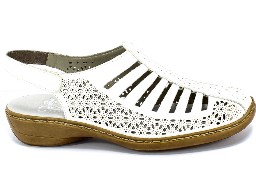 Sandały Rieker 41355-80 Weiss Biały Skóra