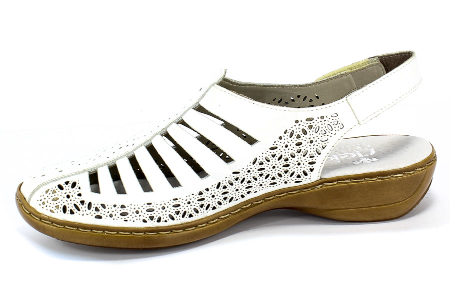 Sandały Rieker 41355-80 Weiss Biały Skóra