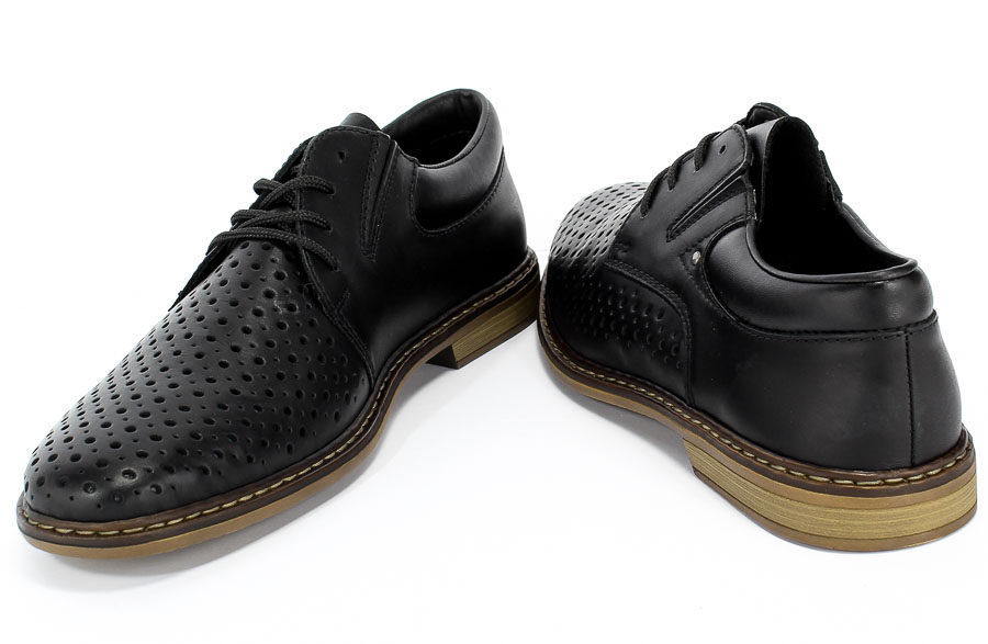 Półbuty Letnie Rieker 13425-00 Black Czarny Skóra