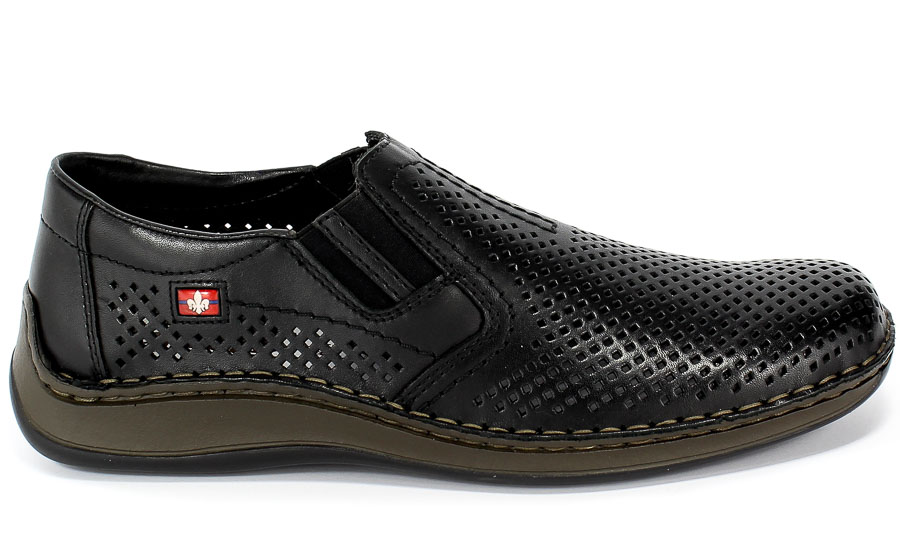 Półbuty Letnie Rieker 05297-00 Black Czarny Skóra