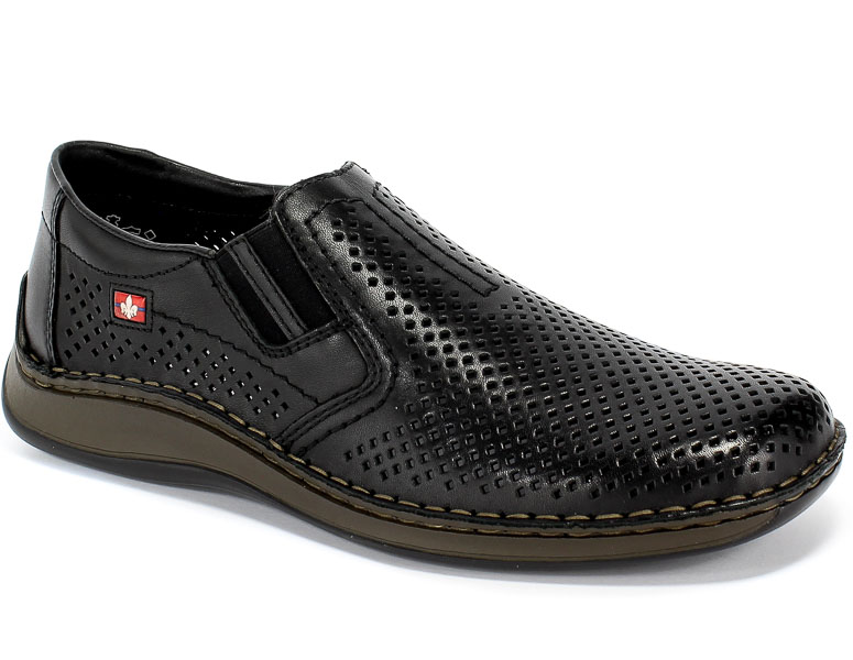 Półbuty Letnie Rieker 05297-00 Black Czarny Skóra